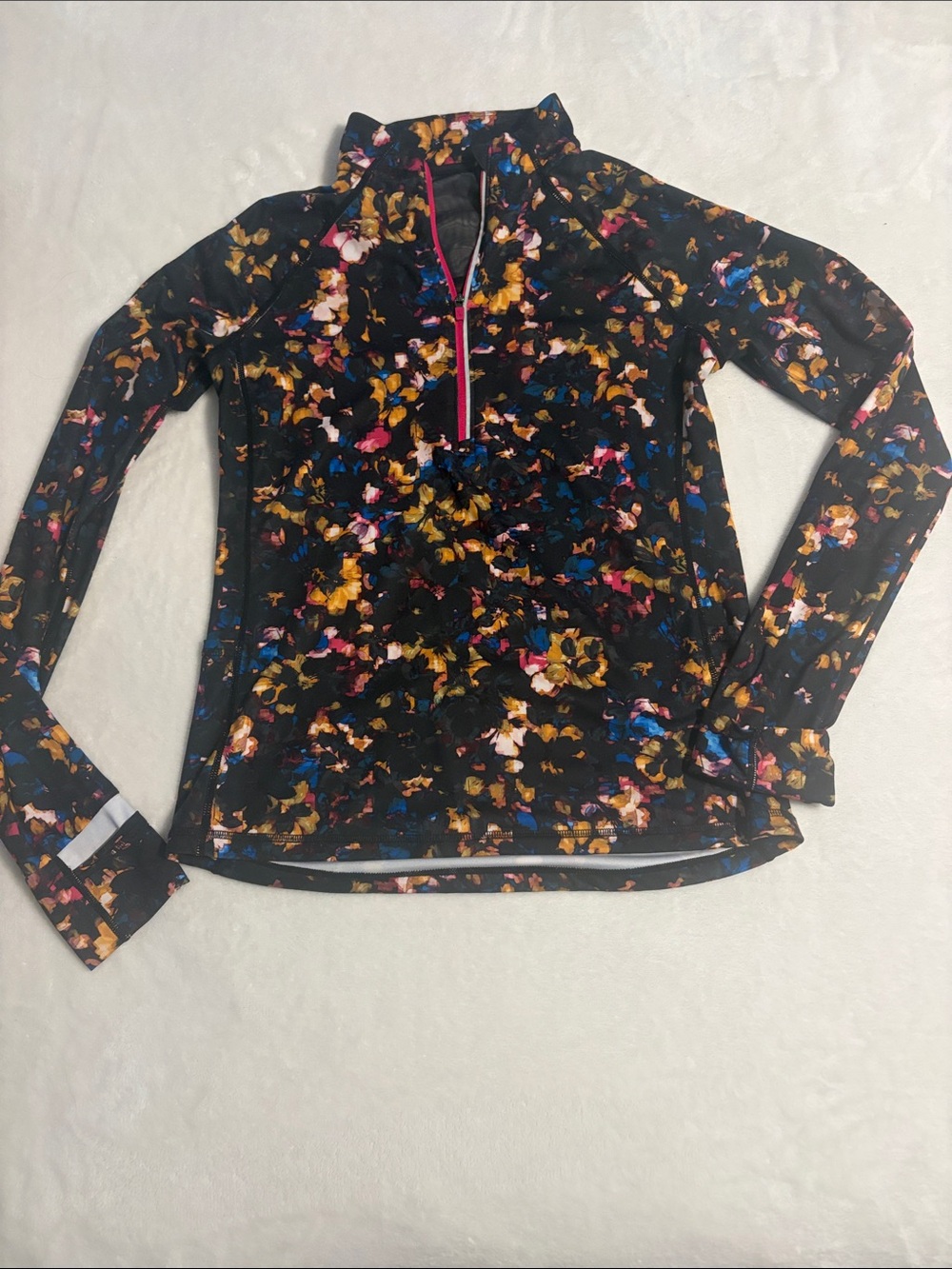Women’s Black Floral Half-Zip Performance Pullover